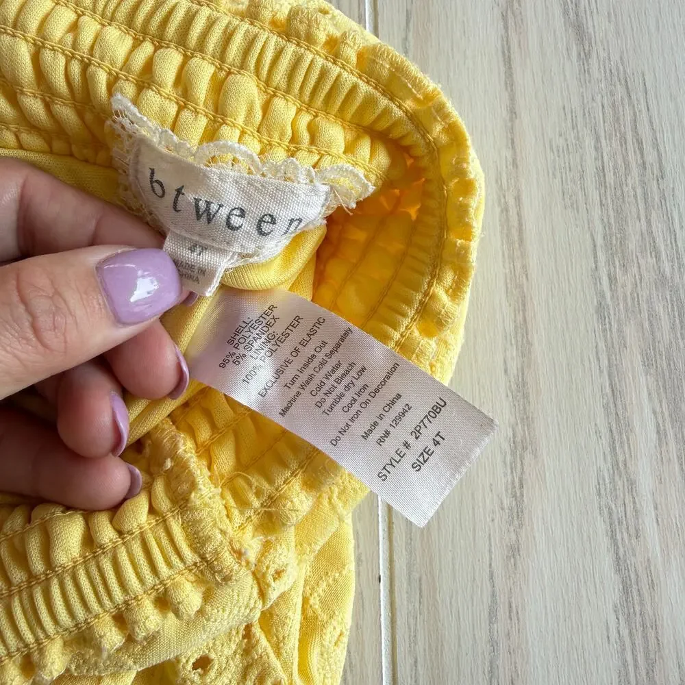 Btween Toddler Girls Floral Tank Skort Set Yellow Eyelet Size 4T